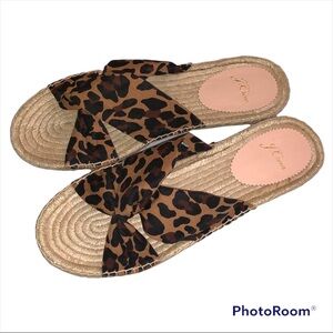 J Crew Leopard Canvas Twisted Knot Espadrille Flat